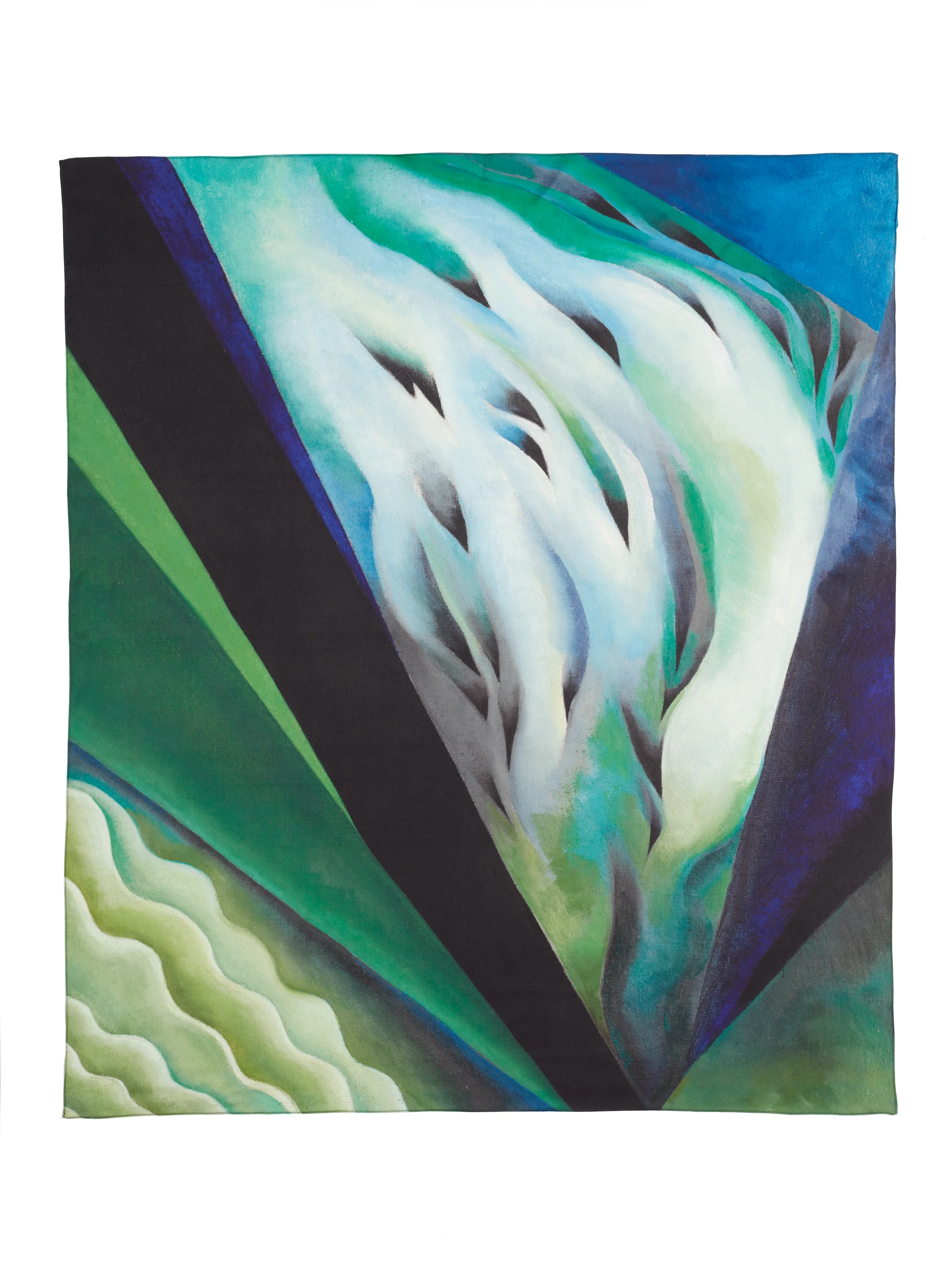 Georgia O’Keeffe Blue and Green Music Silk Scarf - Image 2