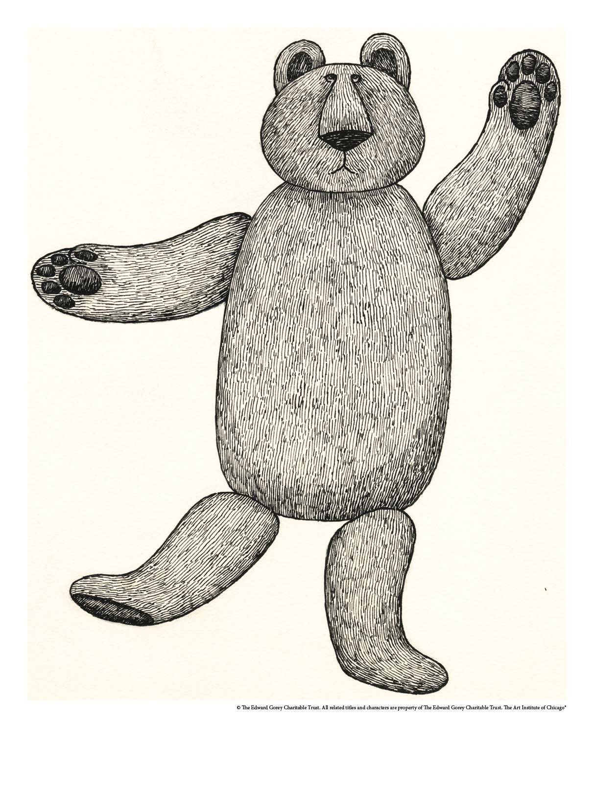 Edward Gorey Bear Unmatted Print