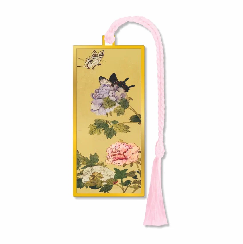 Peonies & Butterflies Metal Bookmark
